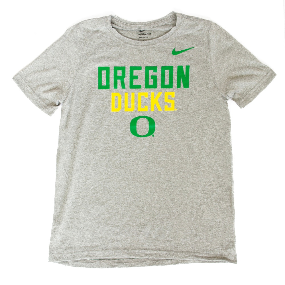 Classic Oregon O, Nike, Grey, Crew Neck, Polyester, Kids, Youth, Team, Legend, T-Shirt, 955877